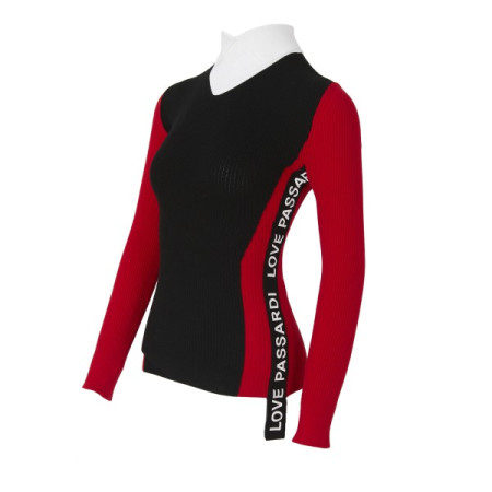 여성 골프 니트 슬림 배색 골조직인타 풀오버 P19FKP317M