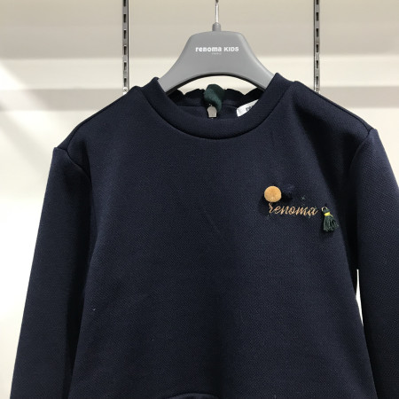 [레노마키즈] 여아 체크 배색 롱 기장 맨투맨 네이비 겨울 R1942T130