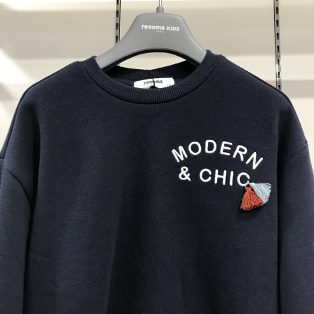 [레노마키즈] 여아 자수 장식 맨투맨 티셔츠 네이비 R1943T153