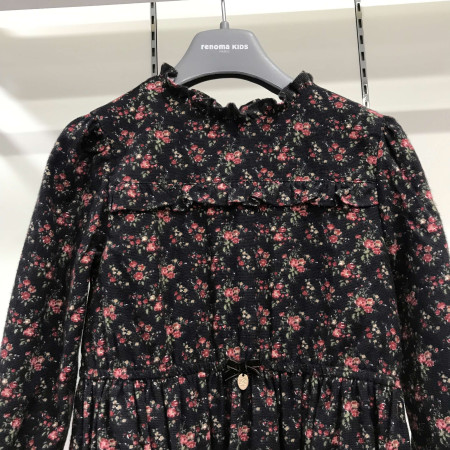 [레노마키즈] 여아 꽃 프린트 프릴 롱 원피스 차콜 R1941O602