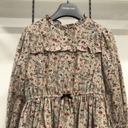 [레노마키즈] 여아 꽃 프린트 프릴 롱 원피스 베이지 R1941O602