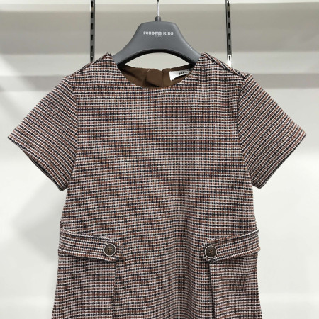 [레노마키즈] 여아 잔체크 반팔 원피스 브라운 R1942O623