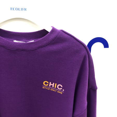 백 프린트 퍼플 밍크 맨투맨티(퍼플) 19D1464