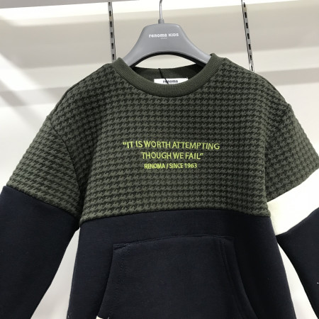 [레노마키즈] 남아 누빔지 배색 맨투맨 티셔츠 카키 R1943T142