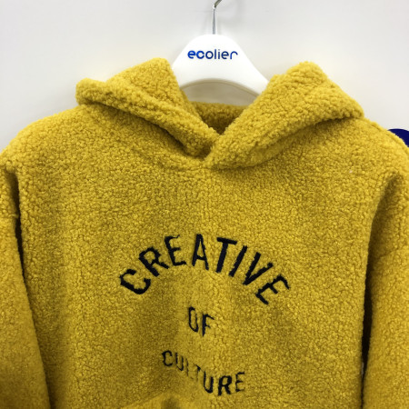 오버핏 양털 따뜻한 뽀글이 후드티(머스타드) 19D5452