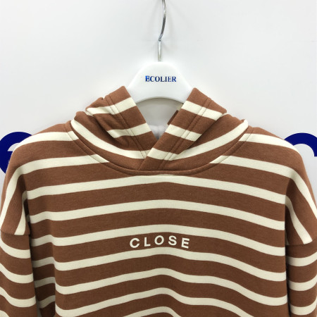 오버핏 스트라이프 후드티(브라운) 19D1455