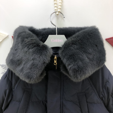 [여아] 퍼리본 롱다운 패딩점퍼 (다크네이비)EDJD19BG1