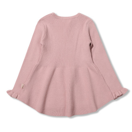 페리미츠 여아 로맨틱 플라워 자수 장식 플레어 라운드 프릴 니트 P2011K452 핑크