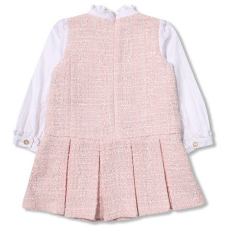 페리미츠 여아 로맨틱 리본 프릴 트위드 원피스  P2011O652 핑크