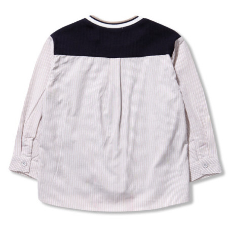 페리미츠 남아 클래식 셔츠 배색 라운드 긴팔 티셔츠 P2011T101 네이비