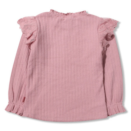 페리미츠 여아 핑크 골지 날개 소매 긴팔 티셔츠 P2011T152 핑크