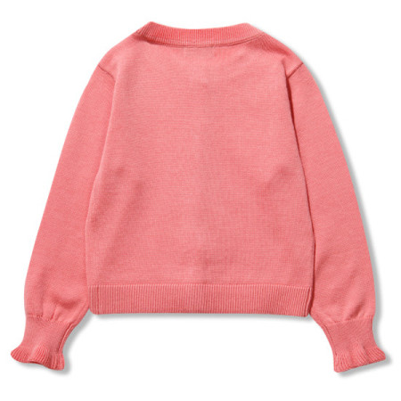 페리미츠 여아 러블리 꽃자수 플라워 프릴 니트 라운드 가디건 P2012K461 코랄핑크