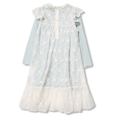 페리미츠 여아 캐쥬얼 골지 니트 레이스 얼음 공주 롱원피스 세트 P2012O662