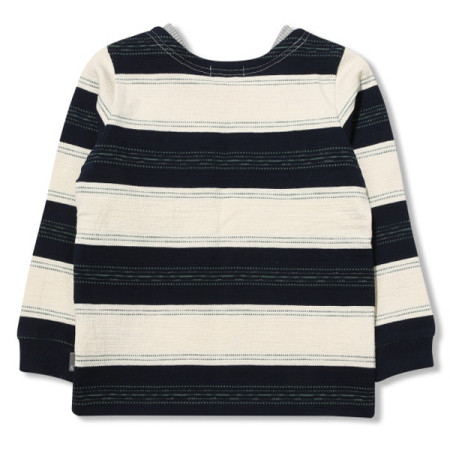 페리미츠 남아 뎅깡 스트라이프 라운드 면 긴팔 티셔츠 P2012T111 네이비