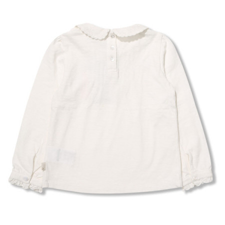 페리미츠 여아 내추럴 슬럽 카라 긴팔 면 티셔츠 P2013T171 오프화이트