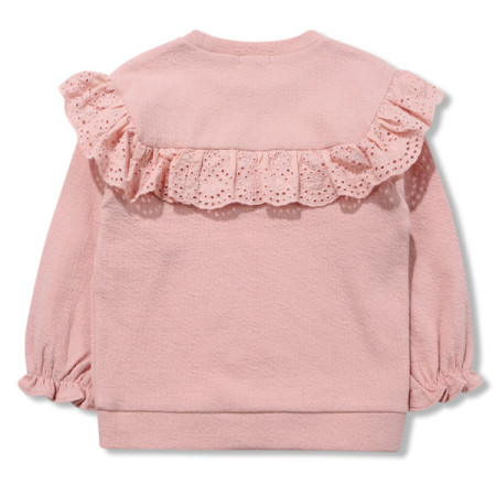 페리미츠 여아 라운드넥 면 레이스 맨투맨 긴팔 티셔츠 P2015T564