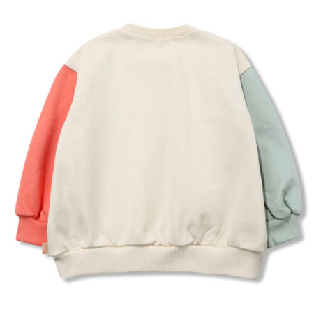 페리미츠 여아 라운드넥 소매 배색 맨투맨 루즈핏 긴팔 티셔츠  P2015T565