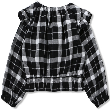 모던체크프릴블라우스 블랙(C1931B351)