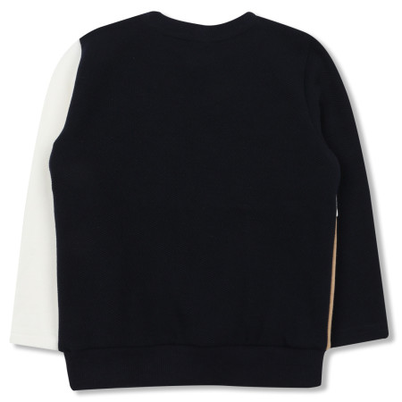 고고 블럭 라운드넥 긴팔 티셔츠 네이비(C1932T112)