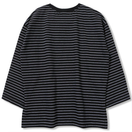 스트라이프 라운드 긴팔 티셔츠 블랙(C1931T101)