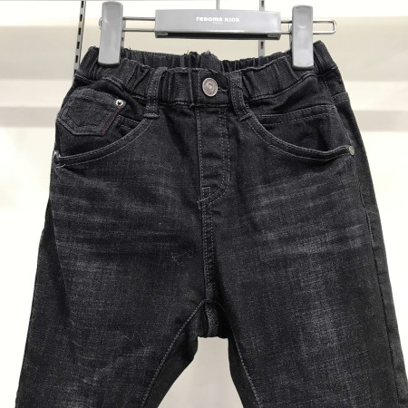 [레노마키즈] 남아 세미 배기 핏 블랙 데님 기모 팬츠 블랙 R1941Q201