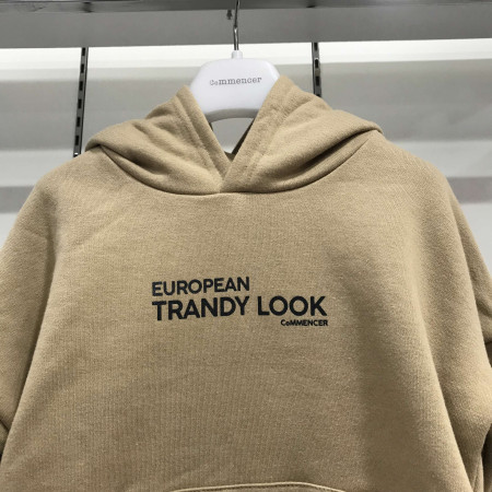 [꼬망스] 이베르 배색 후드 티셔츠 베이지 C1941T103