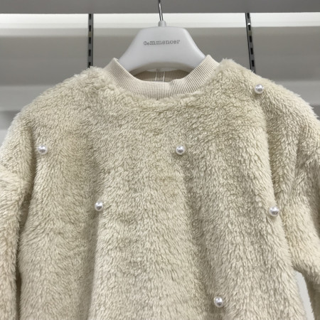 [꼬망스] 라비앙 진주 포인트 퍼 롱 티 베이지 C1944T165