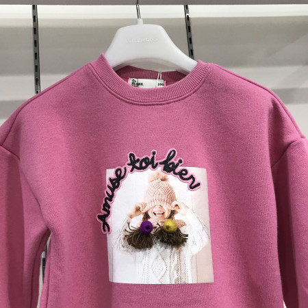 [꼬망스] 라비앙 소녀 트임 롱 맨투맨 티 핑크 C1944T163