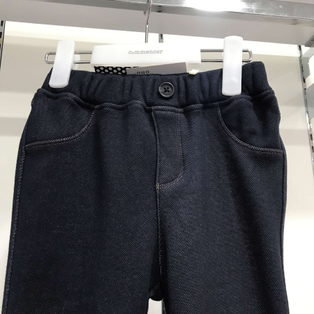 [꼬망스] 베이직 사선 스판 기모 바지 인디고블루 C1945P565