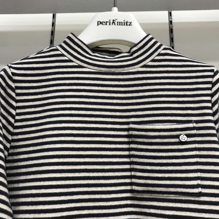 [페리미츠] 베이직 포켓 스트라이프 긴팔 티셔츠 차콜 P1945T512