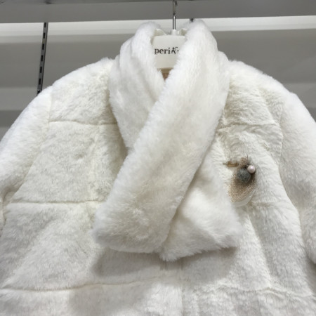 [페리미츠] 러블리 머플러 퍼 자켓 오프화이트 P1942J063