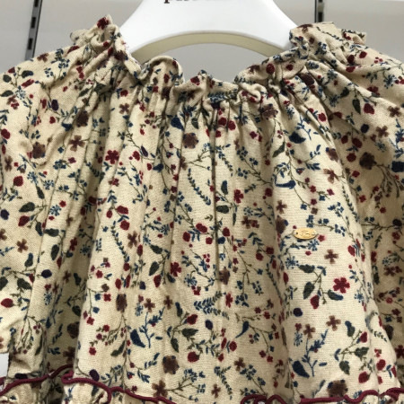 [페리미츠] 빈티지 꽃 나염 블라우스 아이보리 P1943B371