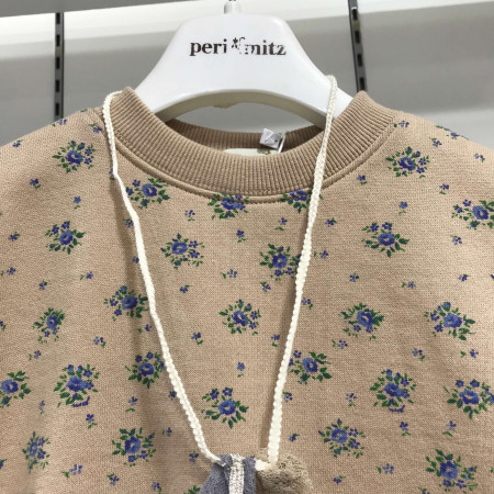 [페리미츠] 빈티지 잔꽃 맨투맨 베이지 P1943T174