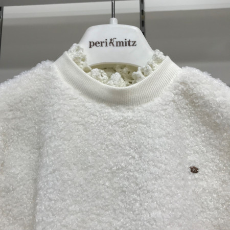 [페리미츠] 빈티지 퍼 자수 맨투맨 티셔츠 아이보리 P1943T173