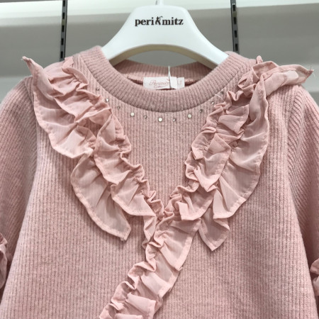 [페리미츠] 러블리 쉬폰 프릴 티셔츠 피치 P1942T162
