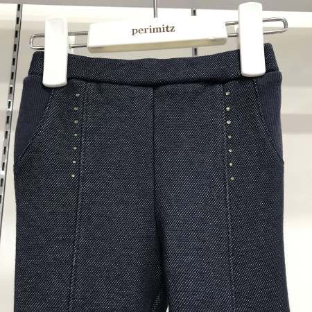 [페리미츠] 러블리 사선지 기모 제깅스 팬츠 네이비 P1942P262
