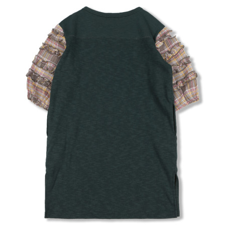 [페리미츠] 러블리 그린 간절기 체크 소매 7부 롱원피스  그린 P1931o653