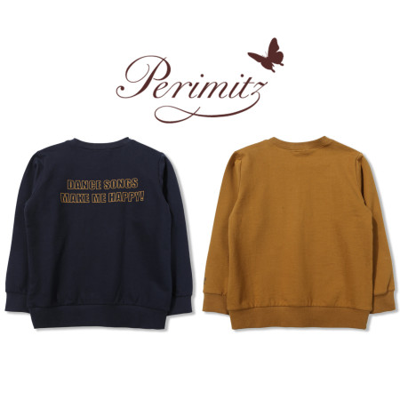 [페리미츠] 아동 남아 베이직 프린트 맨투맨 긴팔티셔츠 네이비 P1935T513