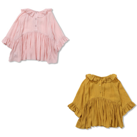 [페리미츠] 아동 여아 프릴소매블라우스  머스타드/핑크 p1921b361