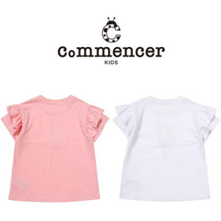 [꼬망스] 아동 여아 썸머 러블리 소녀 반팔 티셔츠 핑크/화이트  c2025t558