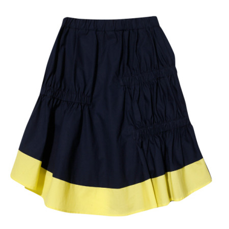 [꼬망스] 아동 여아 샤인 언발 배색 스커트 네이비 C2021S601