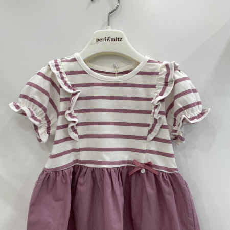 [페리미츠] 스트라이프 믹스 원피스 핑크 P2121O634