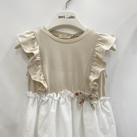 [페리미츠] 러블리 펀칭 레이스 배색 원피스 베이지 P2124O693