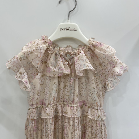 [페리미츠] 잔꽃 패턴 러블리 넥프릴 나염 원피스 핑크 P2121O643