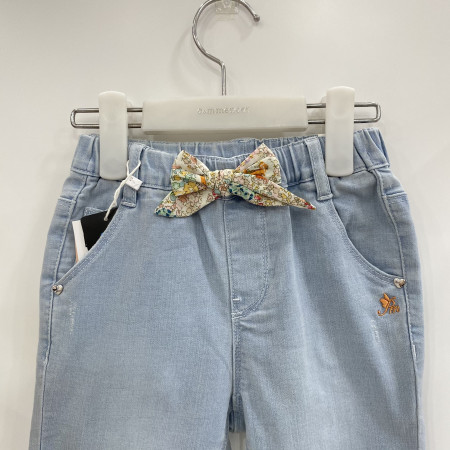 [페리미츠] 여아 리본 5부 데님 팬츠 인디고블루 P2122Q273