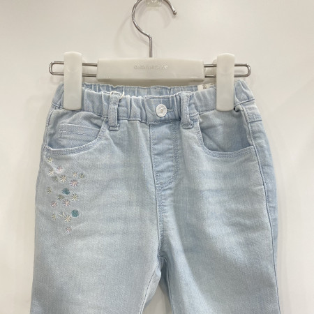 [페리미츠] 여아 러블리 꽃자수 벨버텀 7부 데님 팬츠 아이스블루 P2121Q254