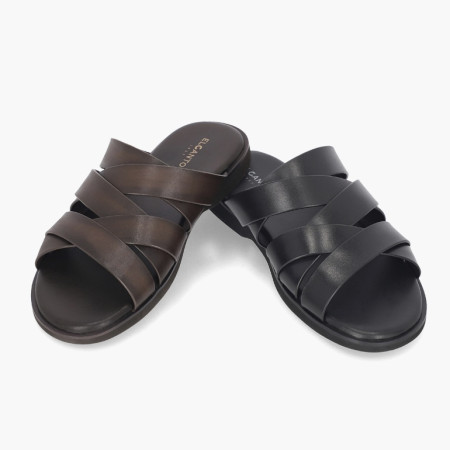 [행복한백화점][엘칸토]남성 소가죽 내추럴 슬리퍼 1cm LCMW06