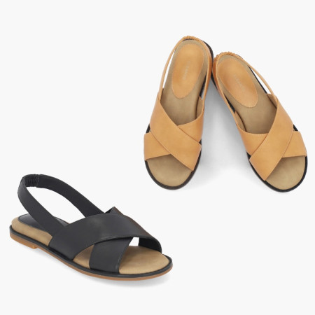 [행복한백화점][엘칸토]여성 소가죽 데일리 크로스 샌들 1cm LCWW34