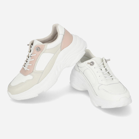 [행복한백화점][엘칸토]여성 소가죽 청키솔 밴딩끈 어글리 스니커즈 6cm LCWS85