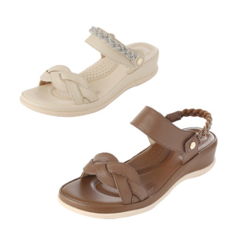 [행복한백화점][엘칸토]여성 양가죽 꼬임 투웨이 보석 스트랩 샌들 4.5cm LCWW26